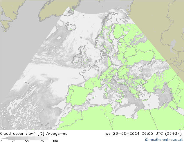 Nubes bajas Arpege-eu mié 29.05.2024 06 UTC