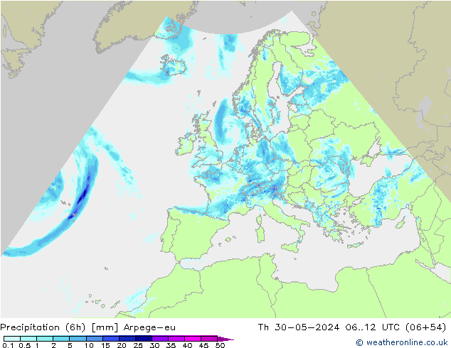 Yağış (6h) Arpege-eu Per 30.05.2024 12 UTC