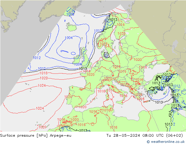 приземное давление Arpege-eu вт 28.05.2024 08 UTC