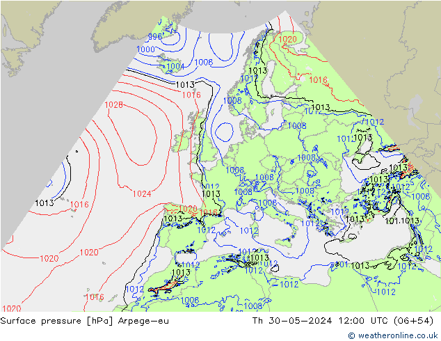 Surface pressure Arpege-eu Th 30.05.2024 12 UTC