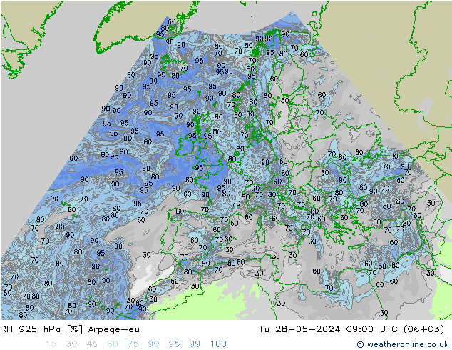 925 hPa Nispi Nem Arpege-eu Sa 28.05.2024 09 UTC