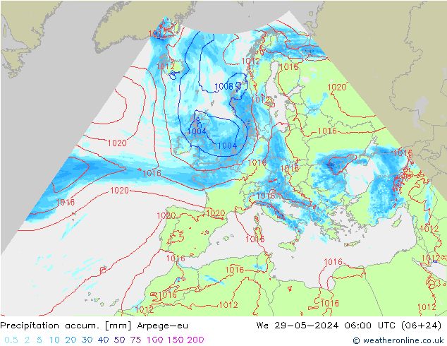 Nied. akkumuliert Arpege-eu Mi 29.05.2024 06 UTC