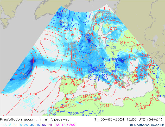 Toplam Yağış Arpege-eu Per 30.05.2024 12 UTC