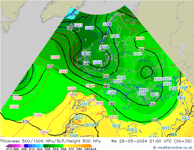 Thck 500-1000hPa Arpege-eu St 29.05.2024 21 UTC