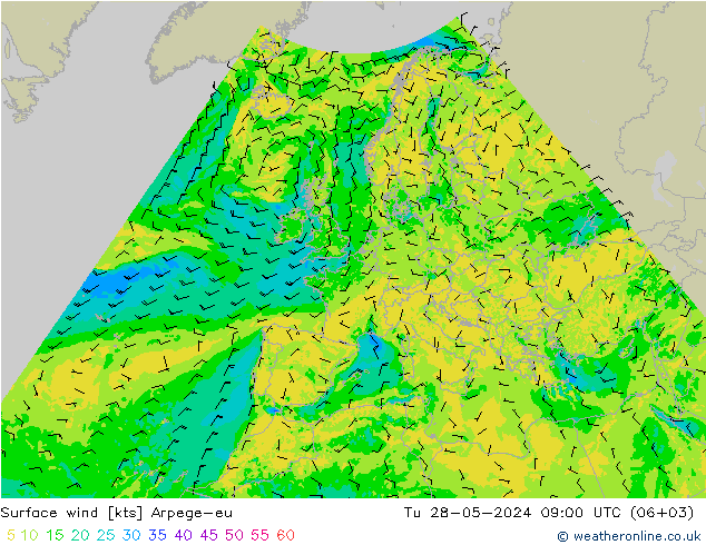 风 10 米 Arpege-eu 星期二 28.05.2024 09 UTC