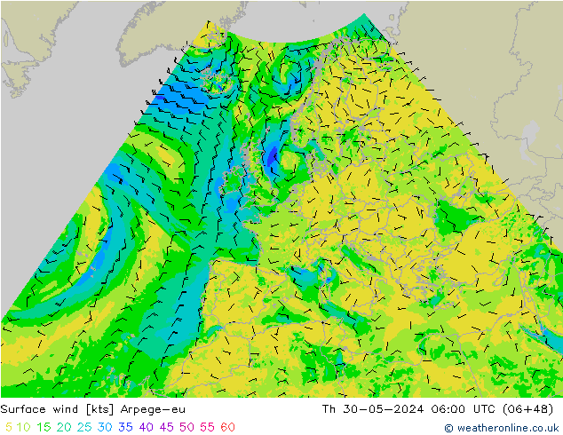 Bodenwind Arpege-eu Do 30.05.2024 06 UTC