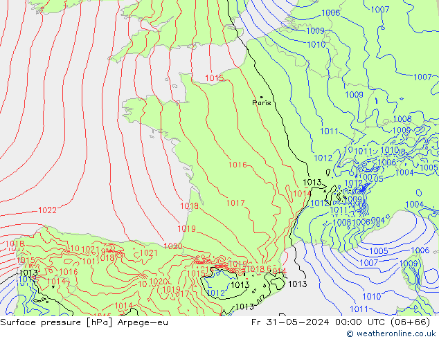 pression de l'air Arpege-eu ven 31.05.2024 00 UTC