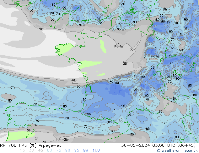 RV 700 hPa Arpege-eu do 30.05.2024 03 UTC