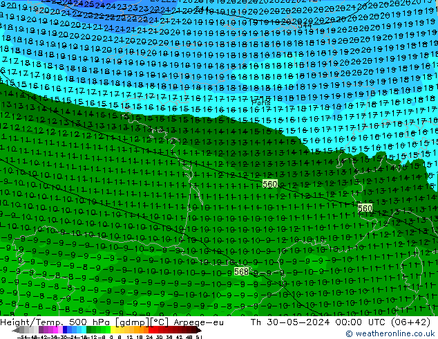 Height/Temp. 500 hPa Arpege-eu Do 30.05.2024 00 UTC