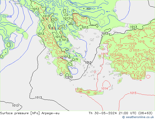 Surface pressure Arpege-eu Th 30.05.2024 21 UTC