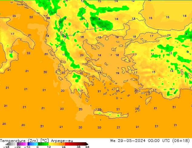 Temperature (2m) Arpege-eu We 29.05.2024 00 UTC