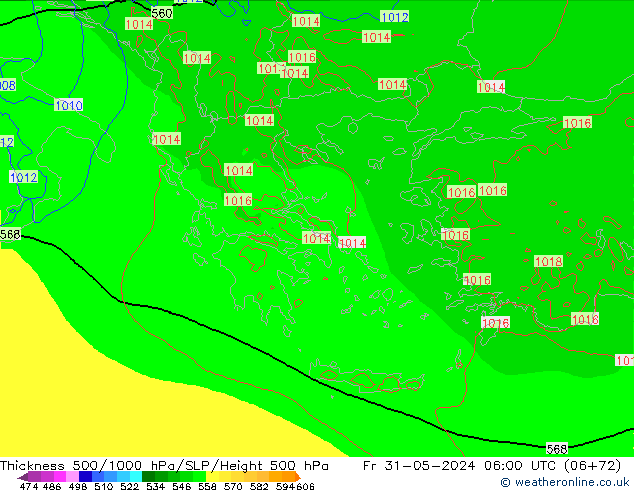 Thck 500-1000hPa Arpege-eu Fr 31.05.2024 06 UTC