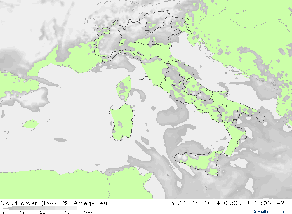 nízká oblaka Arpege-eu Čt 30.05.2024 00 UTC