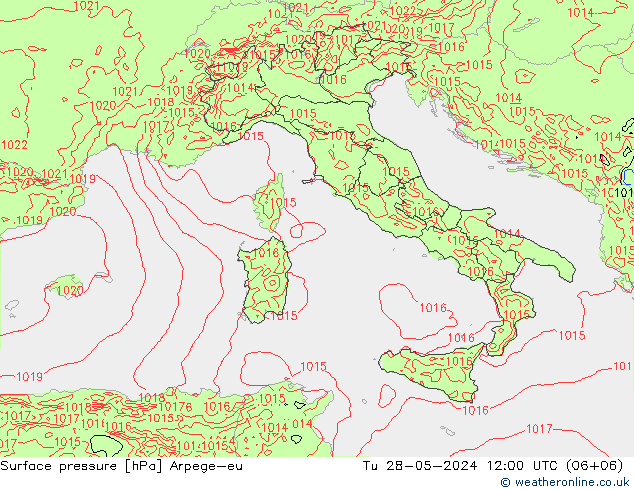 Surface pressure Arpege-eu Tu 28.05.2024 12 UTC