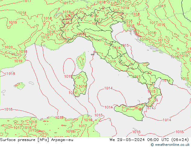 Surface pressure Arpege-eu We 29.05.2024 06 UTC