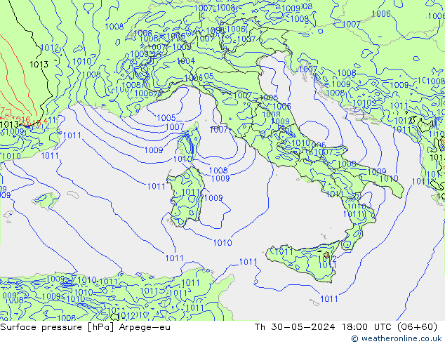 Surface pressure Arpege-eu Th 30.05.2024 18 UTC