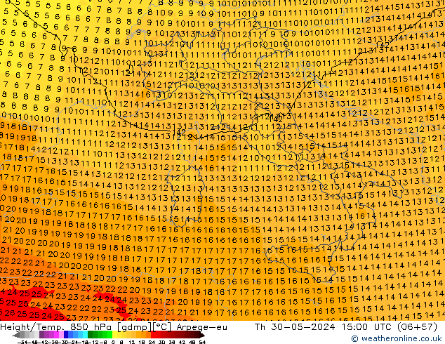 Yükseklik/Sıc. 850 hPa Arpege-eu Per 30.05.2024 15 UTC