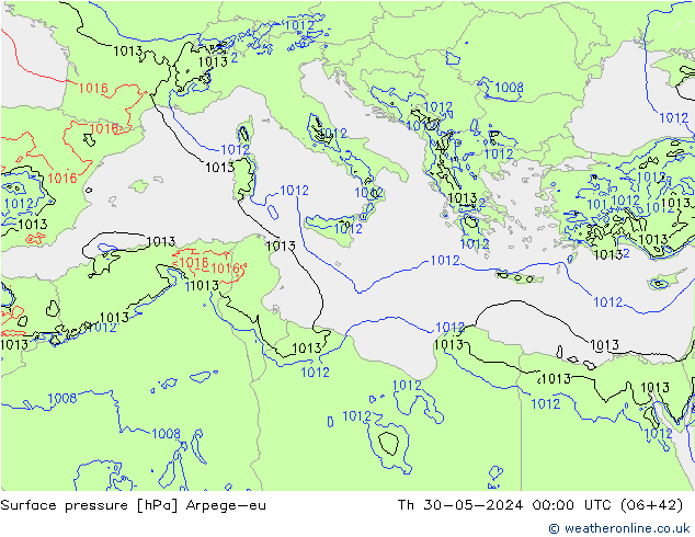 Surface pressure Arpege-eu Th 30.05.2024 00 UTC