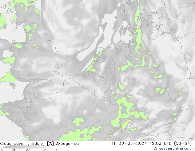 Nuages (moyen) Arpege-eu jeu 30.05.2024 12 UTC