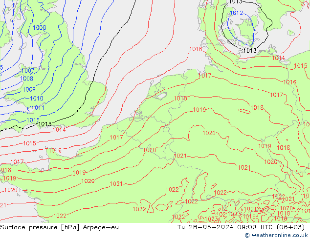 Presión superficial Arpege-eu mar 28.05.2024 09 UTC