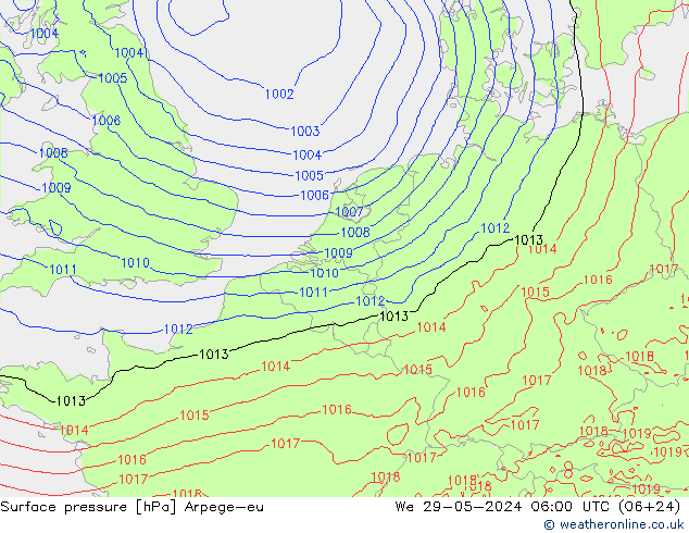 pressão do solo Arpege-eu Qua 29.05.2024 06 UTC