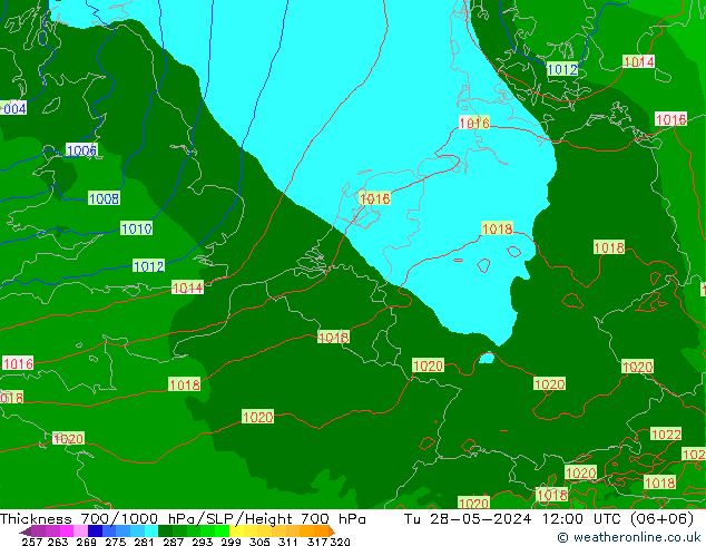 700-1000 hPa Kalınlığı Arpege-eu Sa 28.05.2024 12 UTC