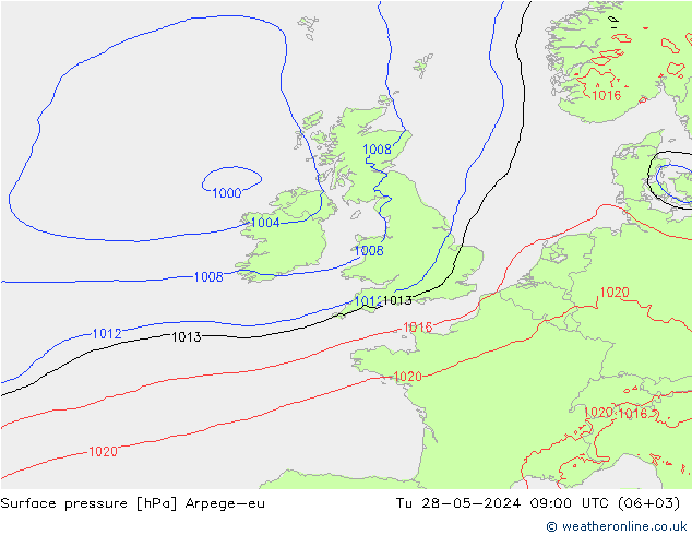 Yer basıncı Arpege-eu Sa 28.05.2024 09 UTC
