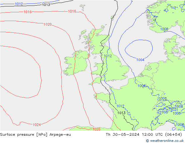 Surface pressure Arpege-eu Th 30.05.2024 12 UTC