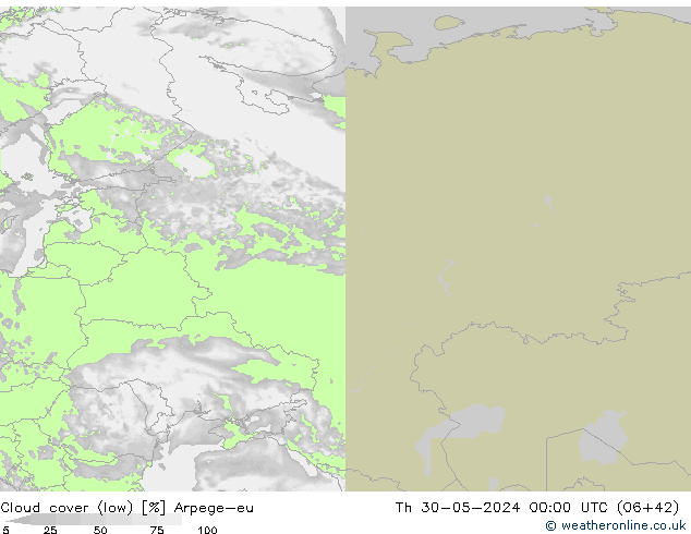 Nubes bajas Arpege-eu jue 30.05.2024 00 UTC