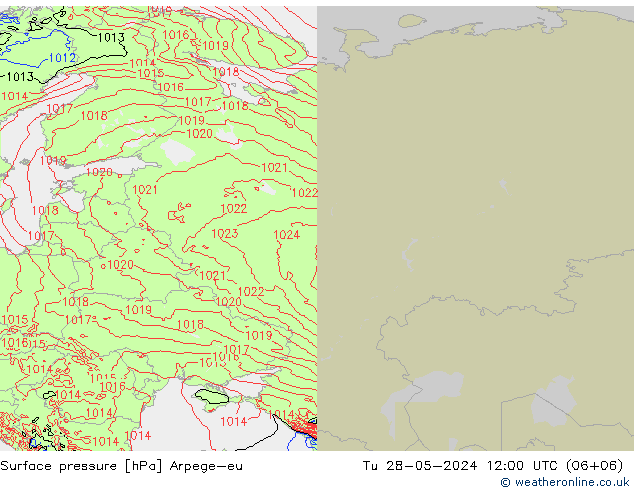 Atmosférický tlak Arpege-eu Út 28.05.2024 12 UTC