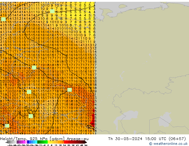 Height/Temp. 925 hPa Arpege-eu Th 30.05.2024 15 UTC