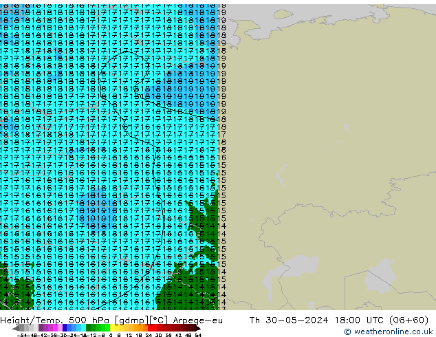 Hoogte/Temp. 500 hPa Arpege-eu do 30.05.2024 18 UTC