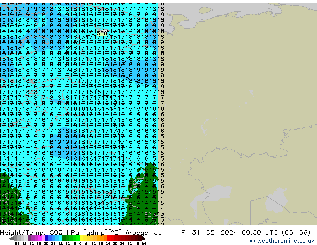 Height/Temp. 500 hPa Arpege-eu Fr 31.05.2024 00 UTC