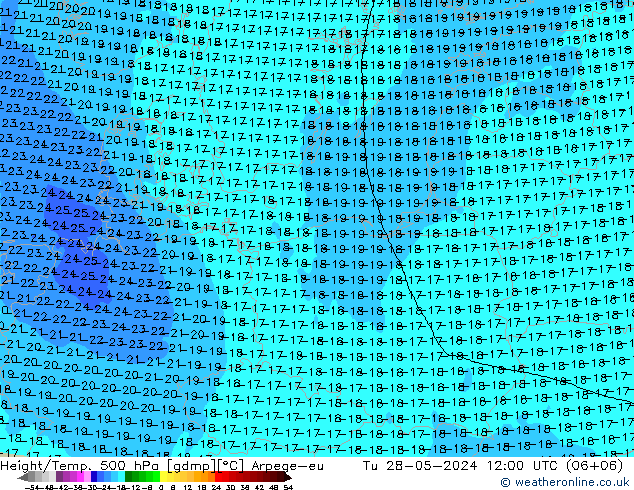 Height/Temp. 500 hPa Arpege-eu Tu 28.05.2024 12 UTC