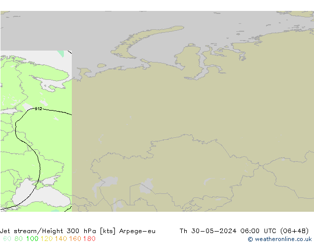 Jet stream/Height 300 hPa Arpege-eu Th 30.05.2024 06 UTC