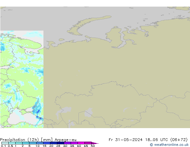 Yağış (12h) Arpege-eu Cu 31.05.2024 06 UTC