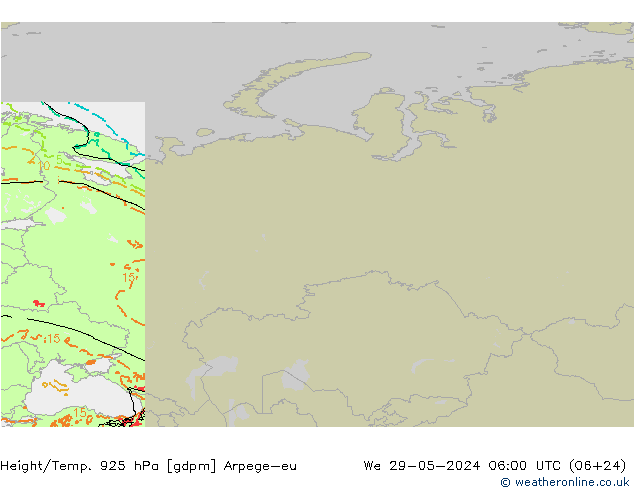 Height/Temp. 925 гПа Arpege-eu ср 29.05.2024 06 UTC