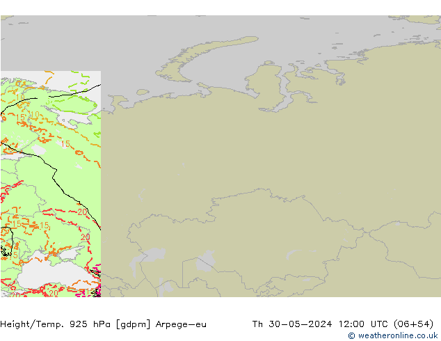 Height/Temp. 925 hPa Arpege-eu gio 30.05.2024 12 UTC