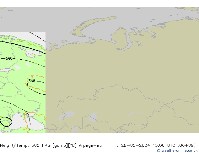 Height/Temp. 500 hPa Arpege-eu Ter 28.05.2024 15 UTC
