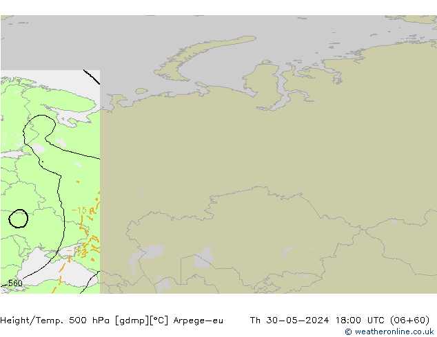 Height/Temp. 500 hPa Arpege-eu gio 30.05.2024 18 UTC