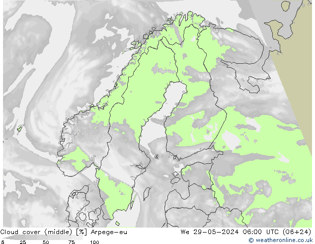Nuages (moyen) Arpege-eu mer 29.05.2024 06 UTC