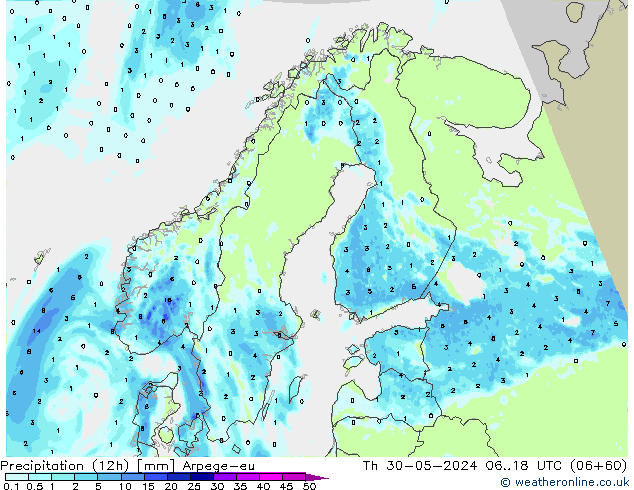 Yağış (12h) Arpege-eu Per 30.05.2024 18 UTC