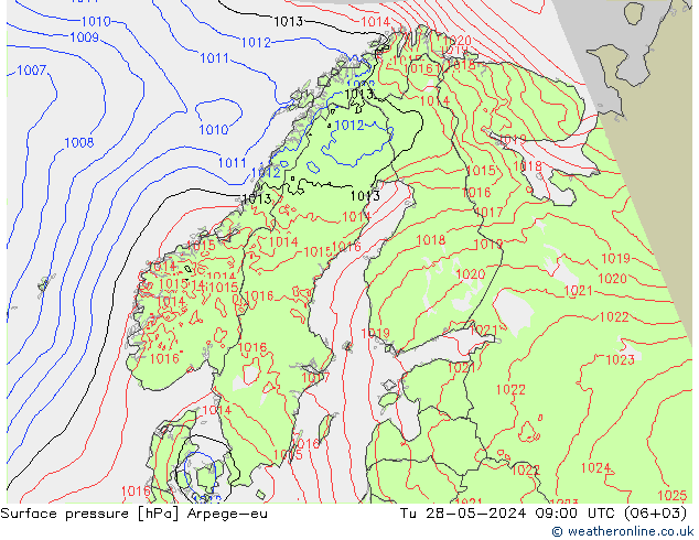 Bodendruck Arpege-eu Di 28.05.2024 09 UTC