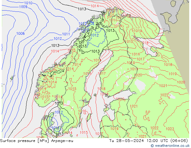 Surface pressure Arpege-eu Tu 28.05.2024 12 UTC