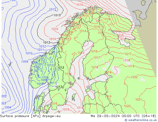 Atmosférický tlak Arpege-eu St 29.05.2024 00 UTC