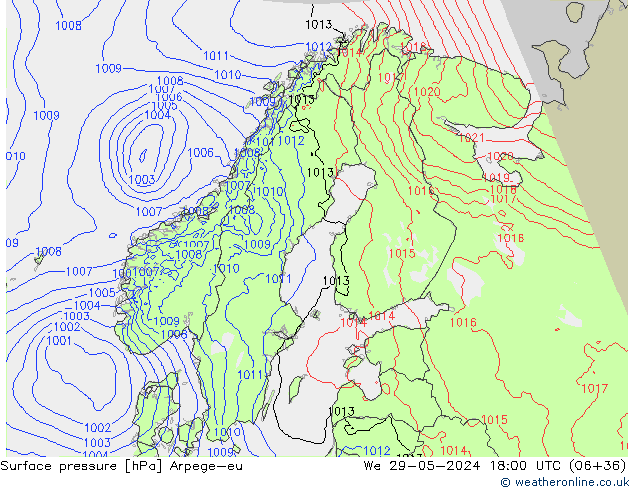 pressão do solo Arpege-eu Qua 29.05.2024 18 UTC