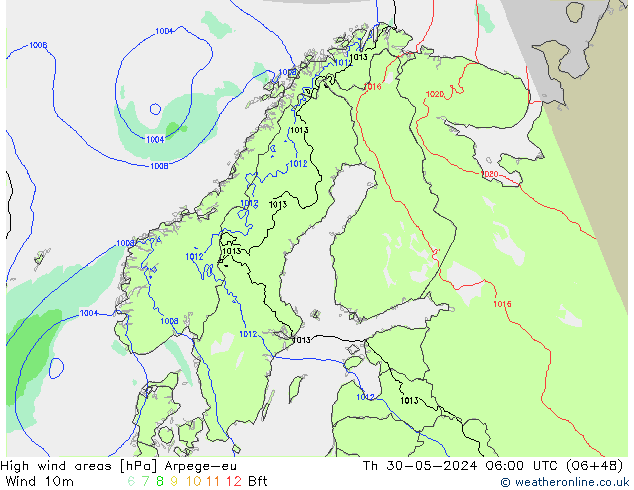 Windvelden Arpege-eu do 30.05.2024 06 UTC