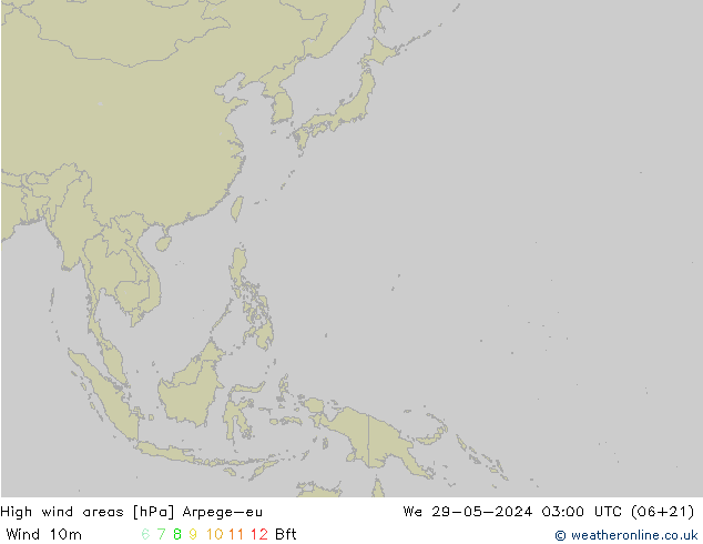 yüksek rüzgarlı alanlar Arpege-eu Çar 29.05.2024 03 UTC