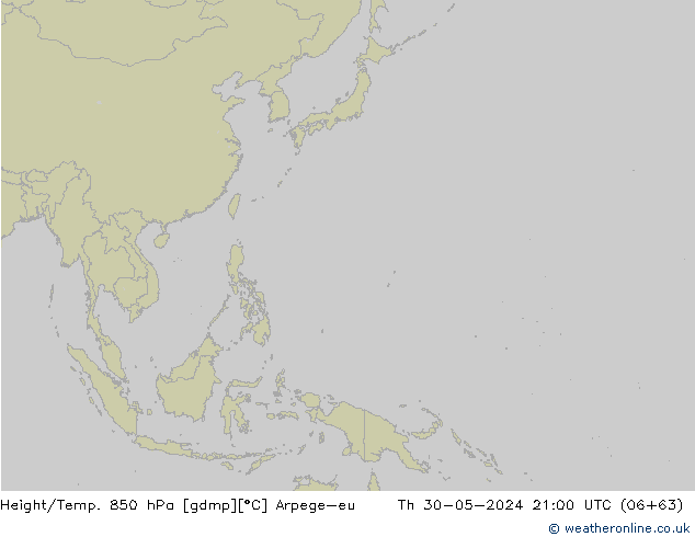 Géop./Temp. 850 hPa Arpege-eu jeu 30.05.2024 21 UTC