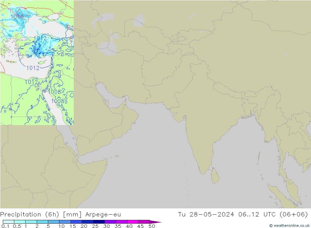 降水量 (6h) Arpege-eu 星期二 28.05.2024 12 UTC